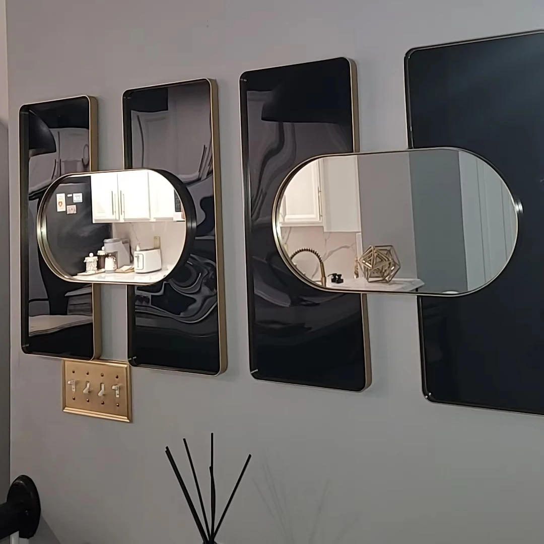 40CM 3D High Gloss Modern Simple Iron Art Wall Hanging Light Luxury Creative Decoration Mirror Home Decor New Dropshipping DDP