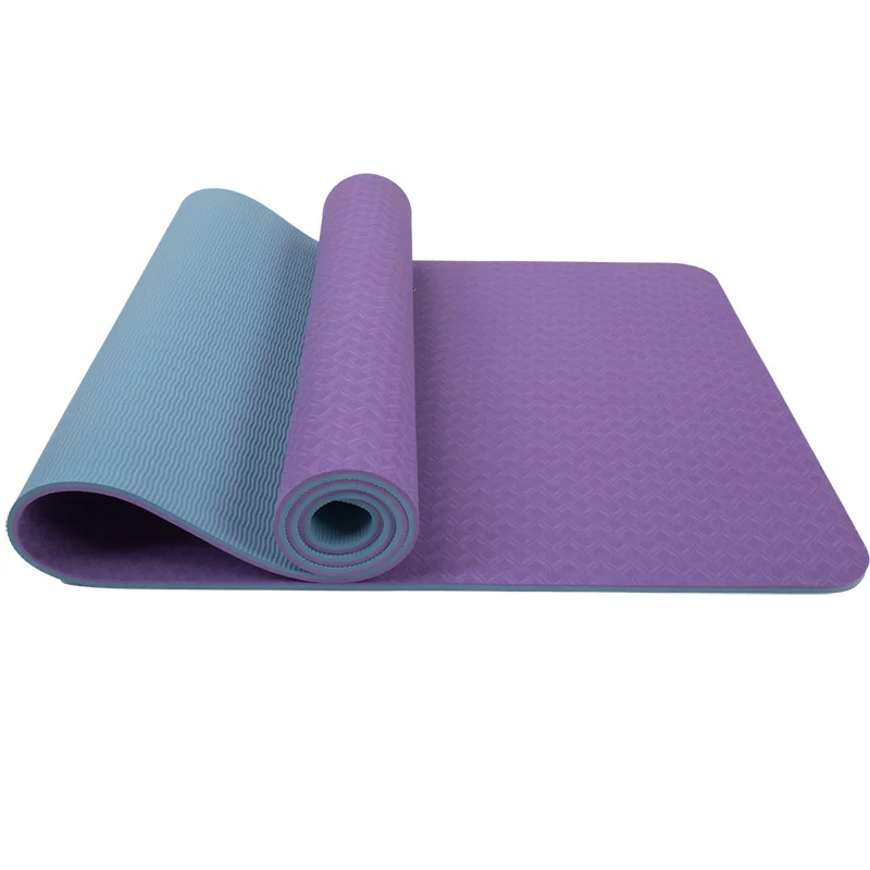 

10mm High Density Double Colour Tpe Yoga Mat With Bag, Black/purple/pink/rose/green/blue