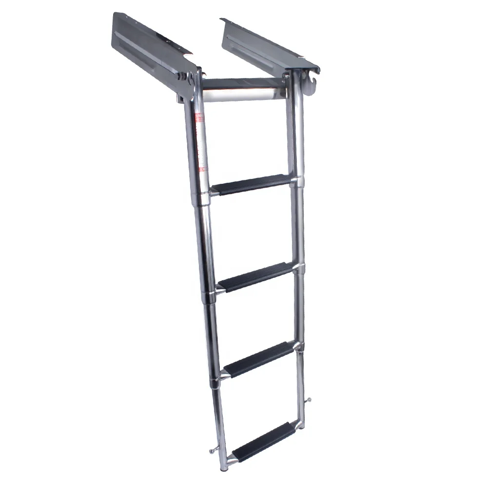 

Stainless Steel Boarding Ladder 4 Step Marine Telescopic Ladder Adjustable Telescoping Ladder, Silver