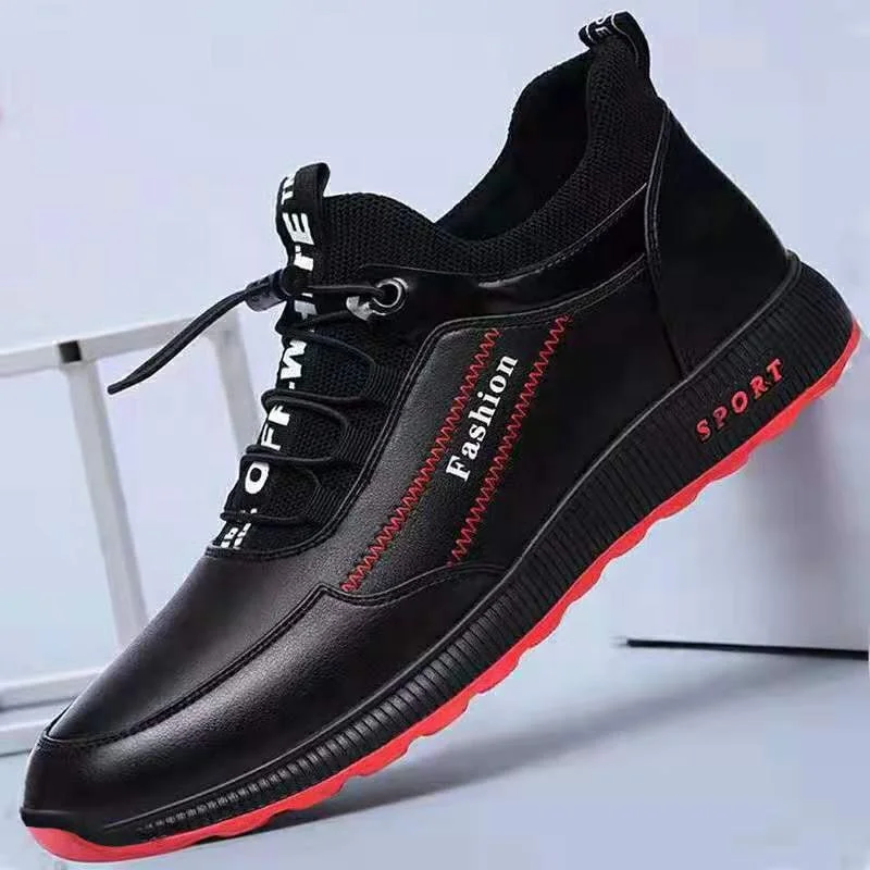 

Latest design Fashion Leather Best selling Men'S Casual Shoes wholesale, Black red