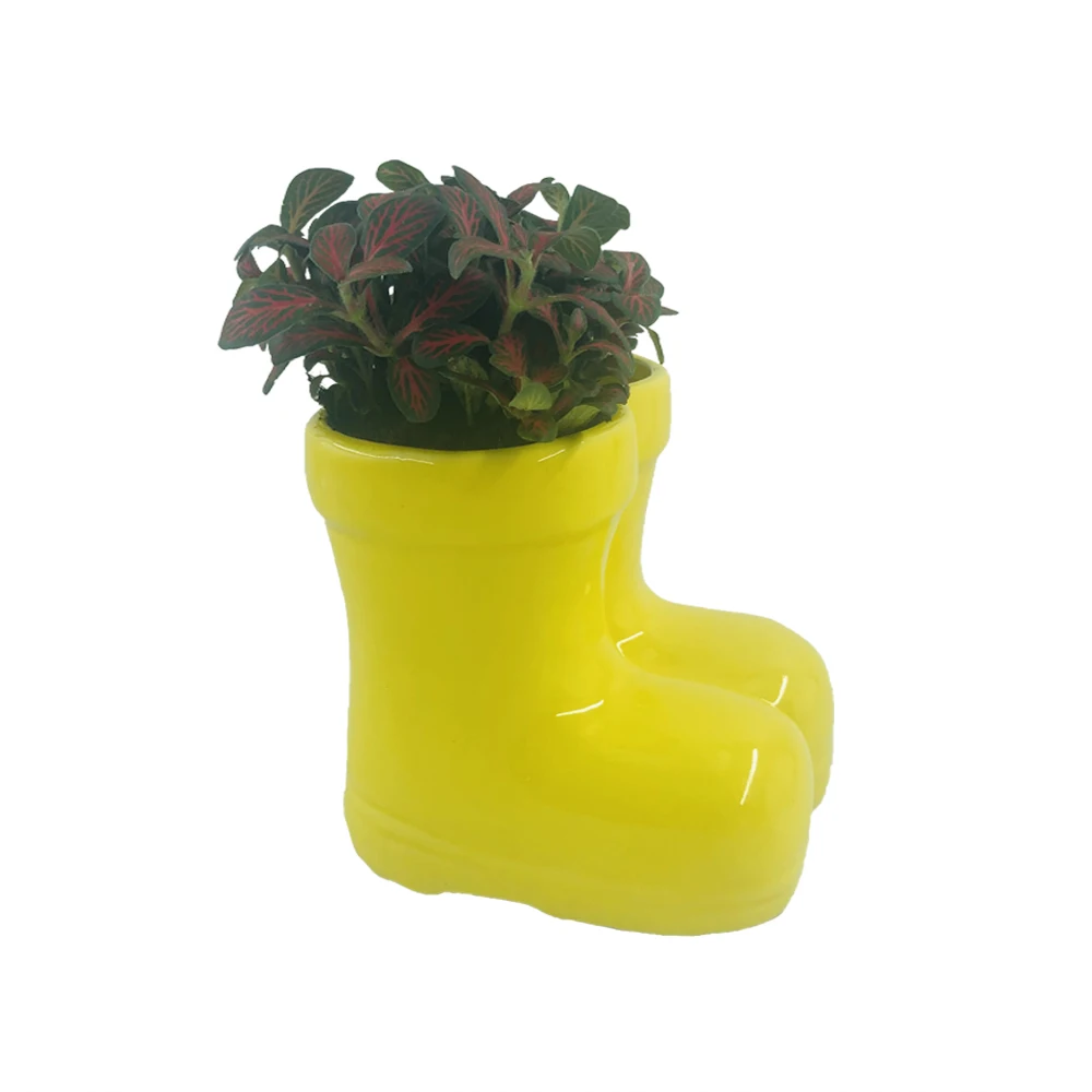 

home decoration vase ceramic boot planter ceramic pots for indoor plants small flower pot mini pot ceramic boots, Yellow