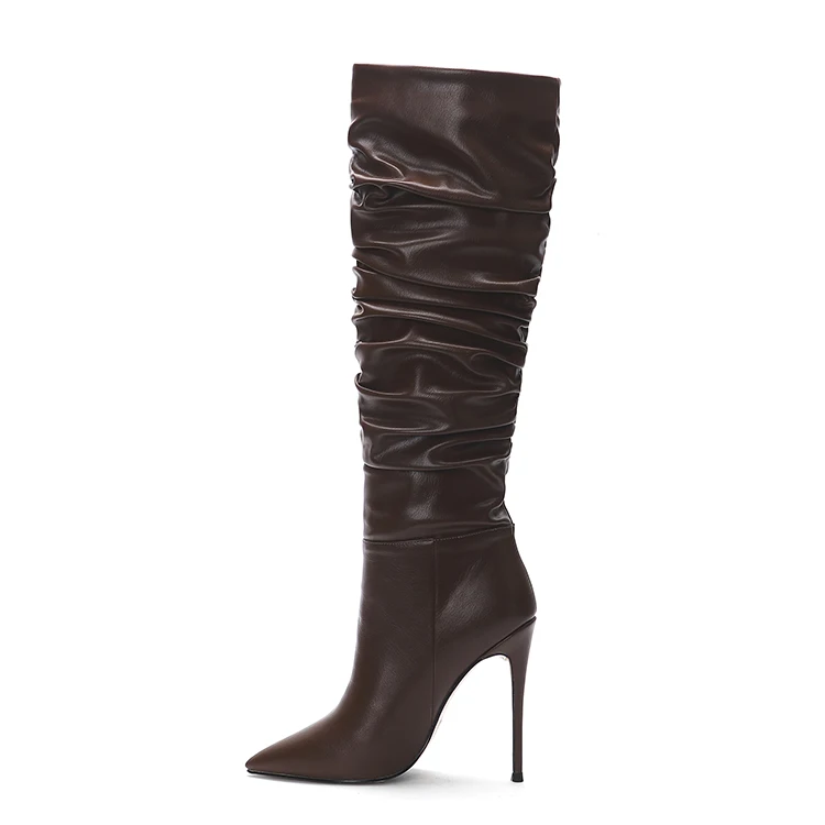 Botas Largas Arrugadas De Color Personalizadas Para Mujer,Botas De Cuero  Con Estilo - Buy Botas De Cuero De Las Mujeres 100% Botas De Cuero Color  Natural Botas De Cuero Product on Alibaba.com