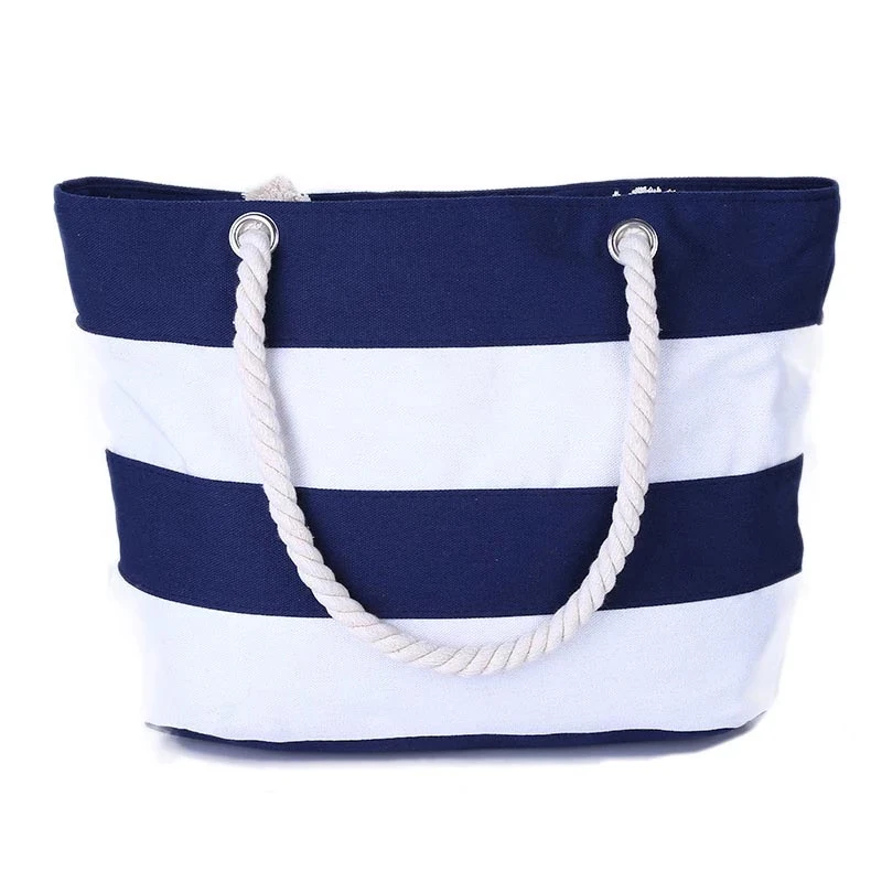 

Fashion Stripes Printing Beach Canvas Bag Women Large Shoulder Bag Totes Casual Bolsa Shopping Bags, 5 colors