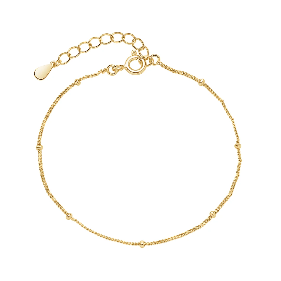 

Luxury Band For Woman Fashion Jewelry 925 Sterling Silver 18k Gold Plated Spheres Bead Bracelet, Customized color