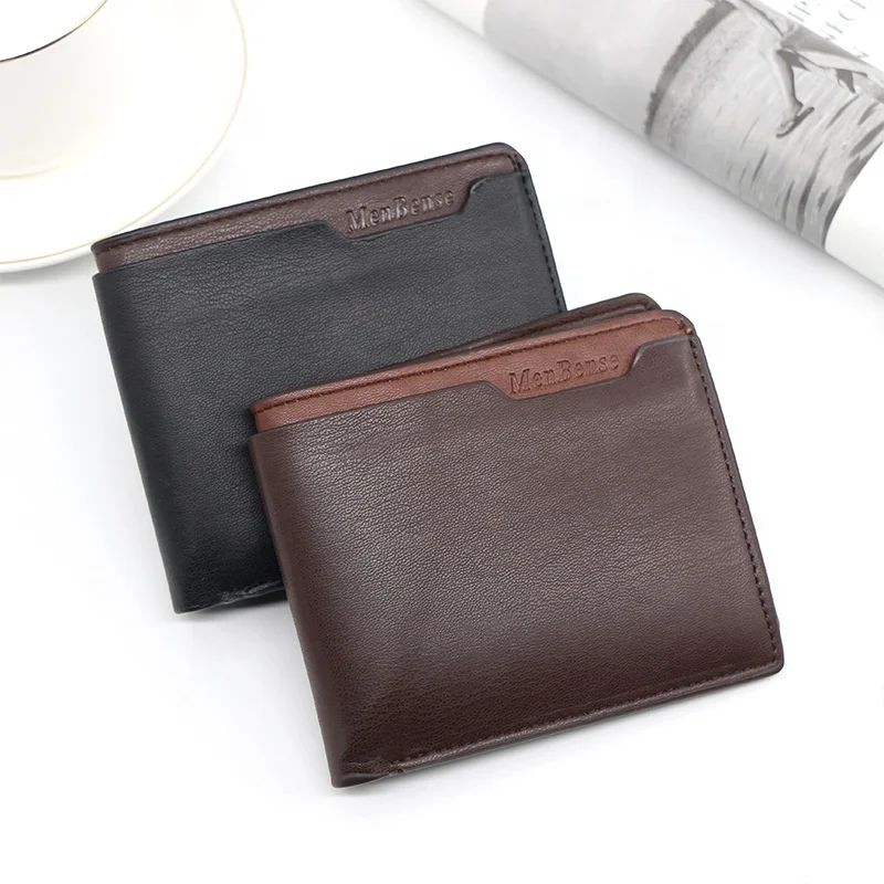 

2022 New Style Short Large Capacity Coin Purse Pocket Multi-card Position Wallet Bill Position Retro Pu Leather Men Wallet, 2 colors