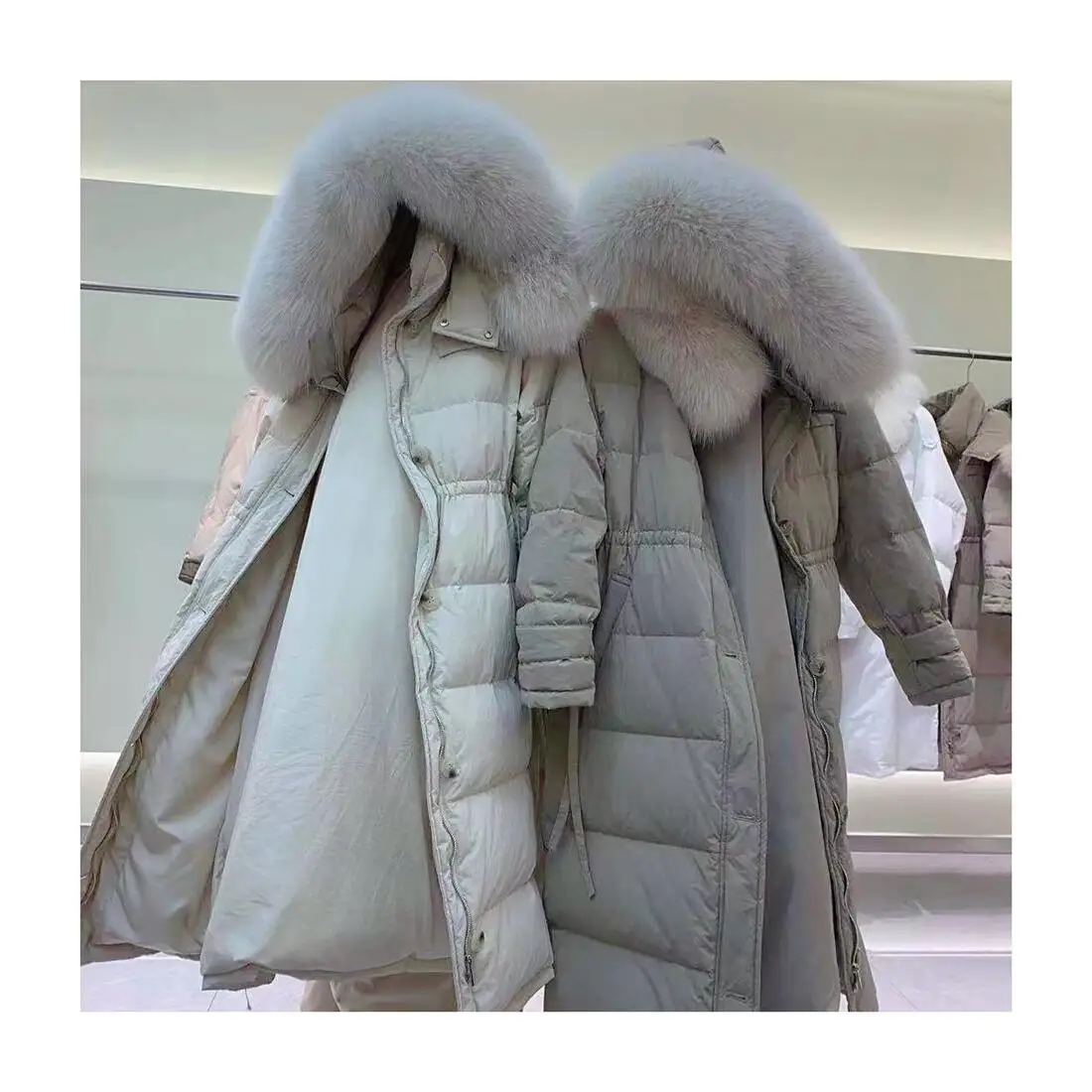

Wholesale High Quality Long Down Coat Winter Warm Jacket Women'S Fox Fur Collar Thick Coat, Customized colors