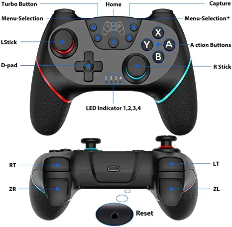 

Switch Ns Pro Controller Gamepad Remote Joystick Joypad For Android Tv Wireless Light