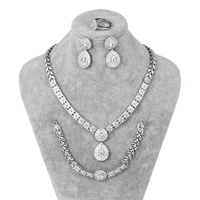 

Weiman Jewelry Set of 4 Luxury Cubic Zirconia Crystal Necklace Earring Bracelet and Ring Bridal Jewelry Set