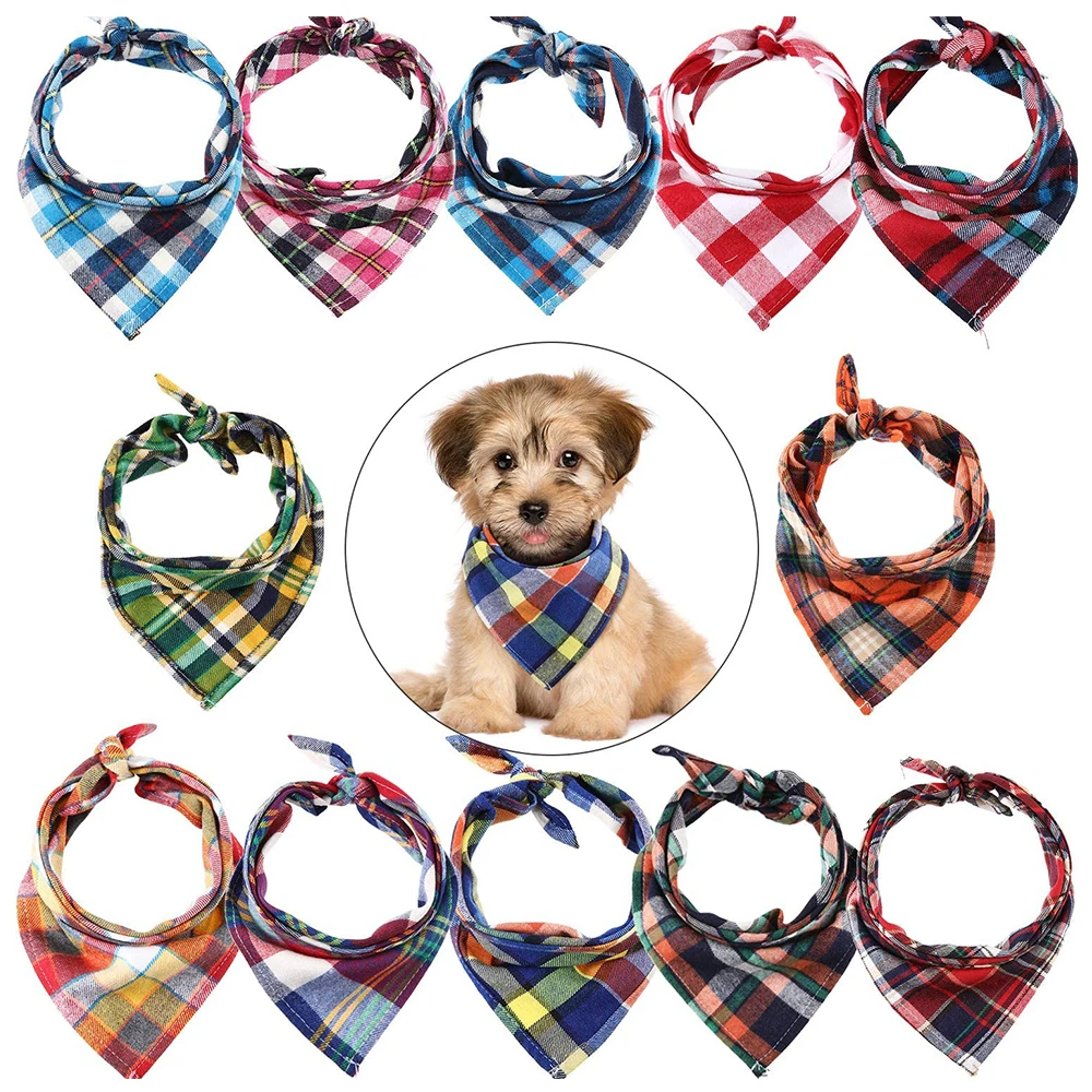 

Wholesale Multiple Sizes Cotton Polyester Triangle Collar Bandana Dog Scarf Bandanas Bibs For Dogs Puppies
