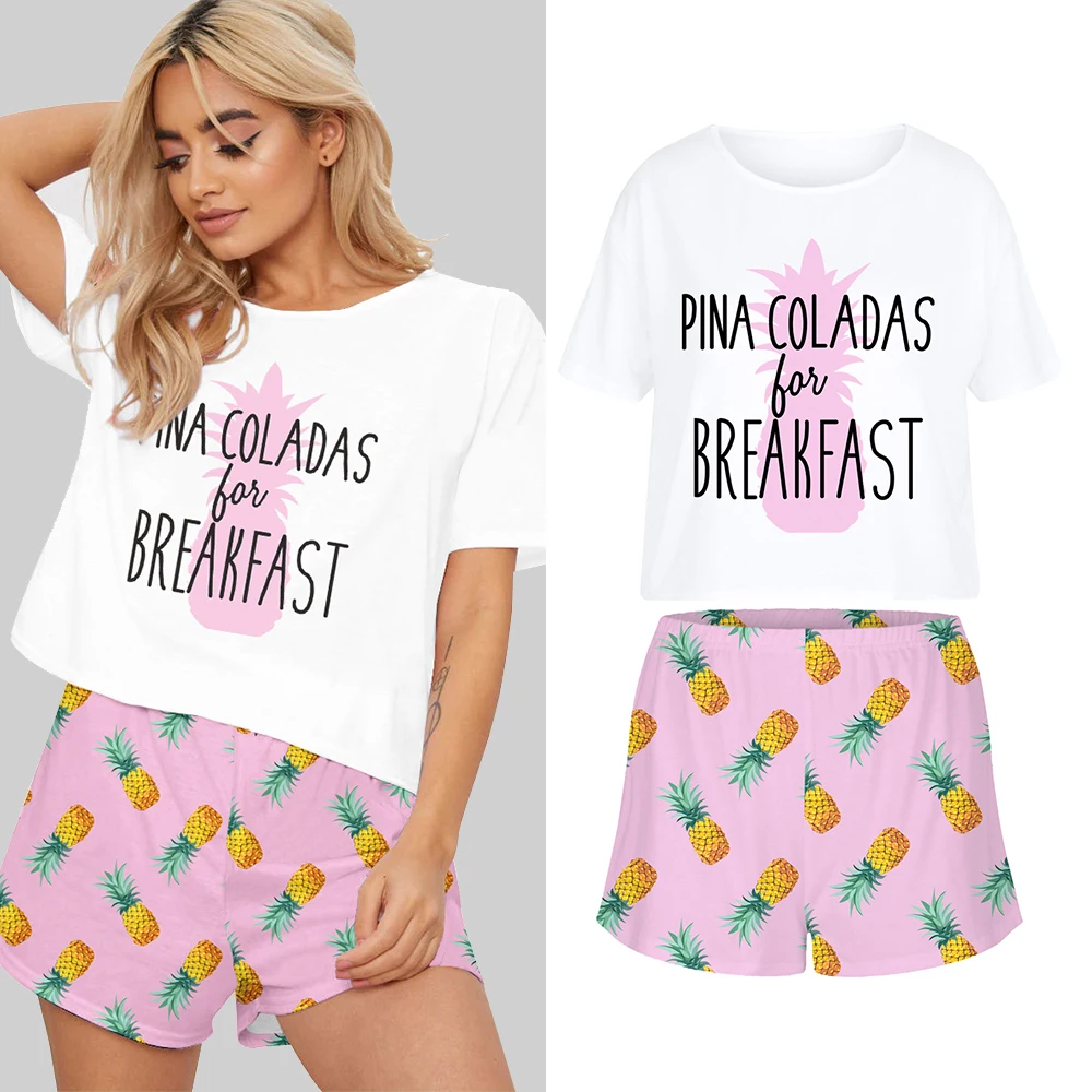 

Aimitoy Printed Short Sleeve Shorts Ladies Pajamas Set Sleepwear Homewear Women Pajamas Two Piece Lingerie Sets, Shown