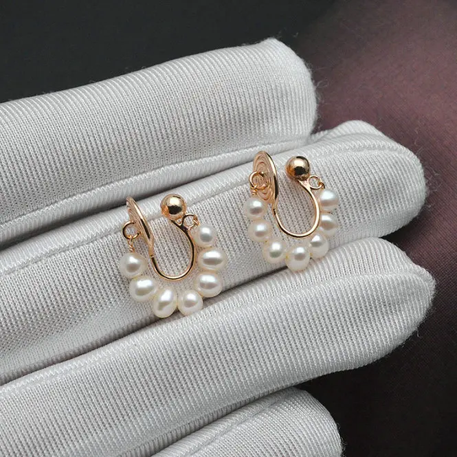 

Exquisite Natural Freshwater Pearl Without Ear Hole Ear Clips Gold Earcuff Clips No Hole Ear Jewelry