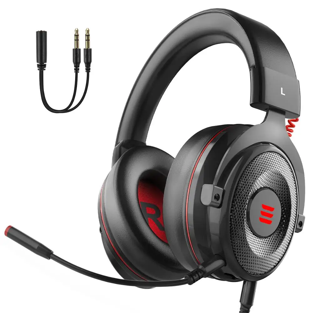

High Quality EKSA E900 Pro Gaming Headphones Custom Gaming Headset With Mic & Mute Function, Black red