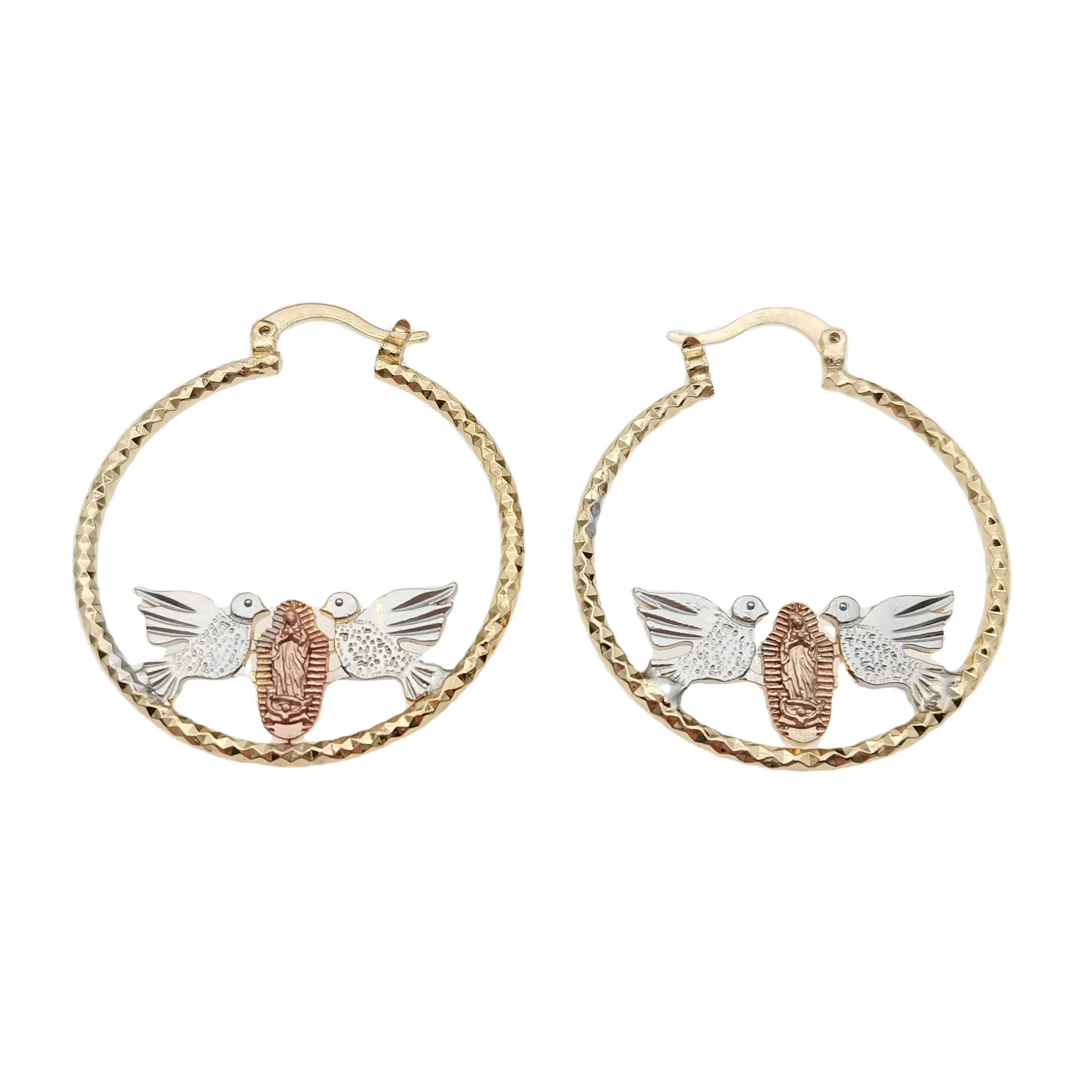 

Elfic gold plated hoop Peace dove and Mother Merry women earings