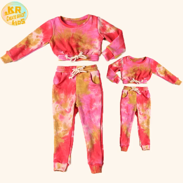 

Mommy And Me Outfits Baby Clothing High Quality Legging Tie Dye Kids Clothing Loungewear Set, Customized color