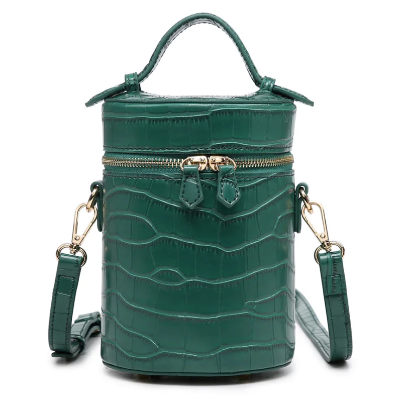 

2020 Fashion Wholesale Price Lady Small Bucket Bag Pu Leather Ostrich Pattern Crocodile Pattern Shoulder Women Crossbody Bag, Black, burgundy, blue, green, gray, brown
