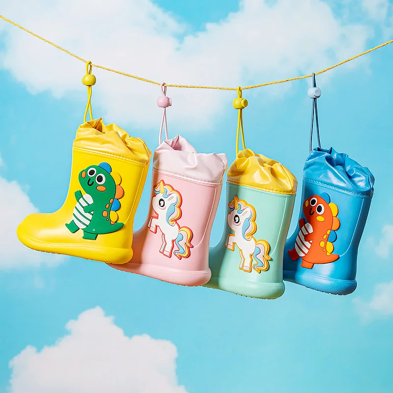 

Rain Boots Kids Waterproof Children's Rubber Boots 3D Cartoon Unicorn dinosaur Printed Toddler Boy Rainboots