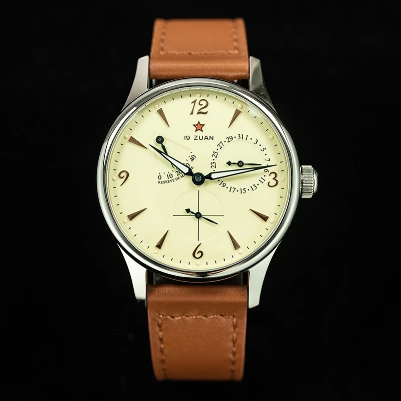 

40mm China Aviation 1963 Men Automatic Chronograph Mechanical Watches ST2714 Seagull Movement Watch Calendar Power Reserve Clock