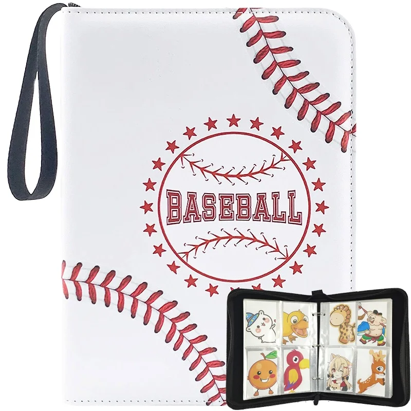 

ModernQiu Zippered Custom PU leather 4 Pocket Sports Baseball Trading Card Binder