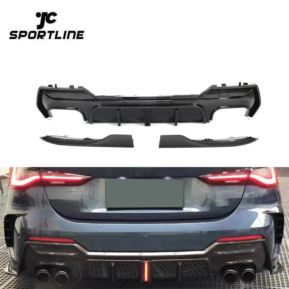 

For BMW 4 Series G22 G23 M-SPORT Carbon Fiber Rear Bumper Diffuser Lip W/Light 2020 2022