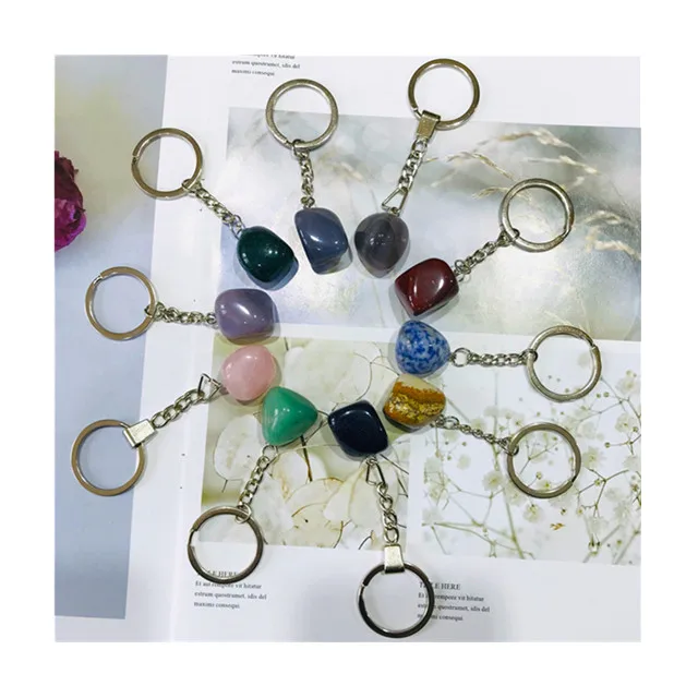 

Sales high quality natural crystals mixed materials quartz key chain for sale