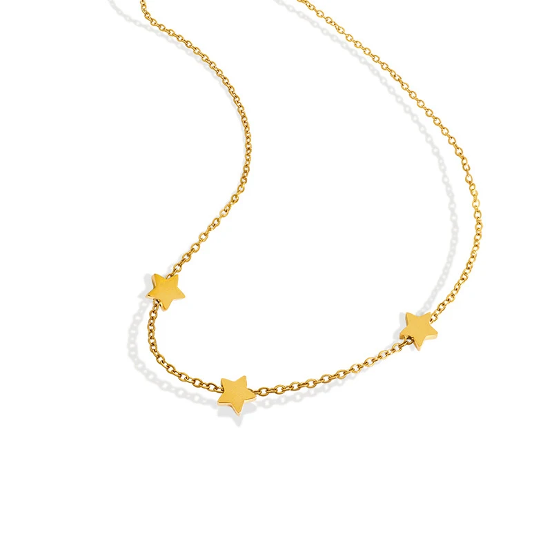 

18K Gold Plated Stainless Steel Necklace Punk Geometric Star Hip Hop Jewelry Necklace Women Fashion Party Gift Jewelry Necklace, Customized color