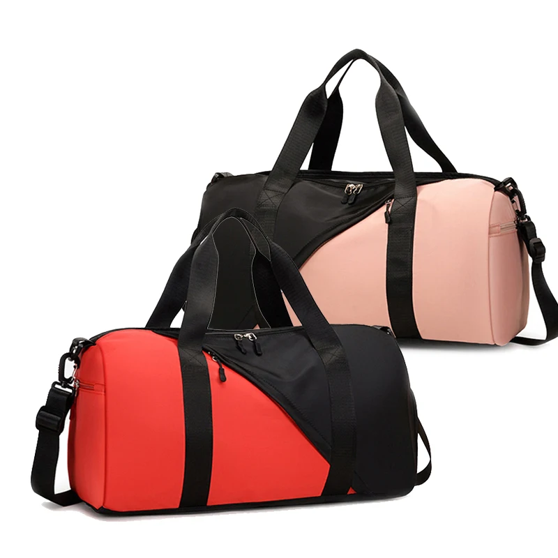 

Custom LOGO Fitness Gym Bag Storage Holders Pink Black Red Gym Sports Duffle Bag for Swimming Wet Shoe Towel, Black,pink