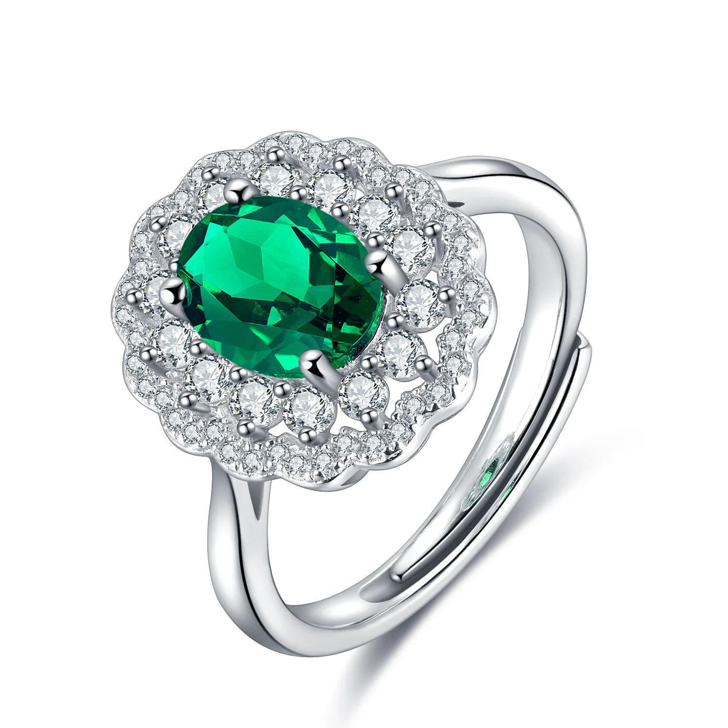 

2021 Anster Custom Design Jewelry Colombian Emerald Ring High Quality 925 Sterling Silver 1.0ct Emerald Ring For Wedding Ring, Green