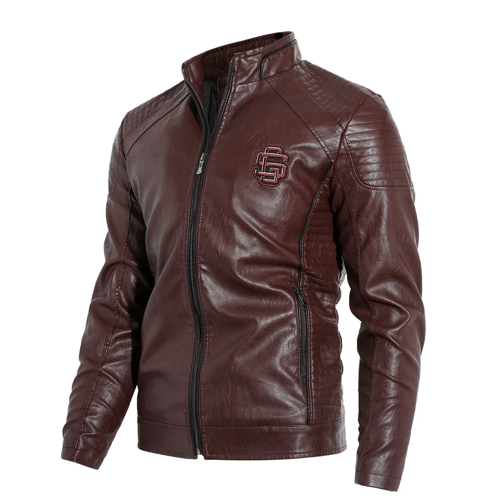 

Men Biker Coffee Brown Distressed Leather Bomber Jackets & Coats