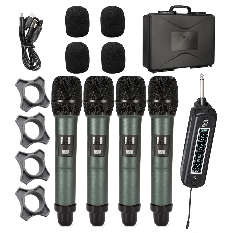 

GLOARIK 4 channel UHF wireless microphone with four handhelds/headsets