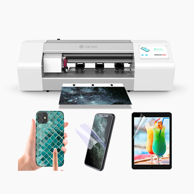 

Devia cutter cutting machine for making mobile phones tpu laminating touch guard screen protector, White