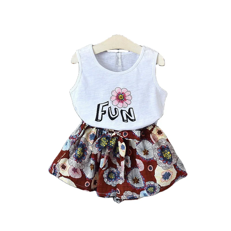 

Cross-border new products summer korean sleeveless vest floral shorts two-piece children girls suit kids clothing