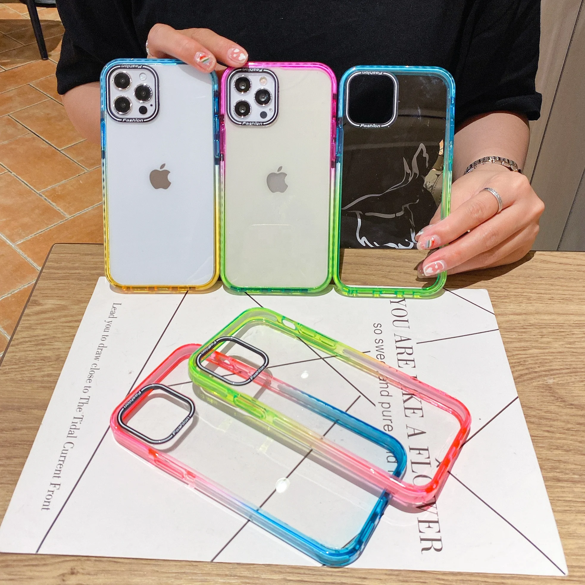 

New Product TPU Acrylic Candy Color Gradient Cell Phone Case for iPhone 11 12 Pro Max, Multi colors