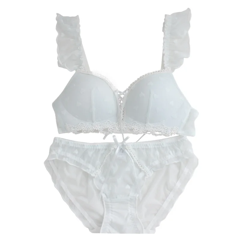 

Japanese Cotton is a camel Thin cup No rims White gauze together Bow tie cute girlie bra set