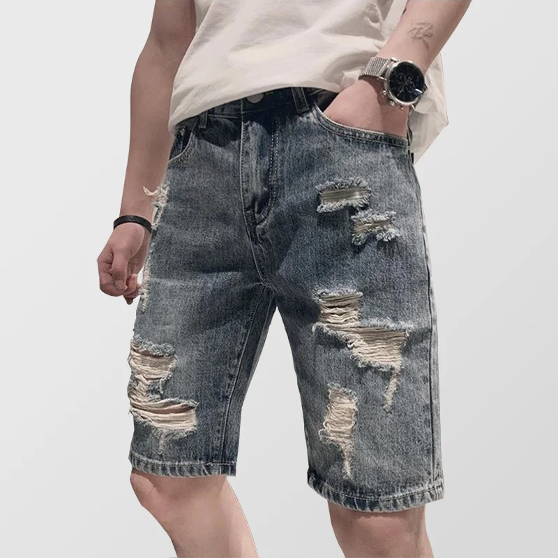 

Men's summer shorts jeans Individuality fashion ripped jeans Korean style easy matching cool Pants