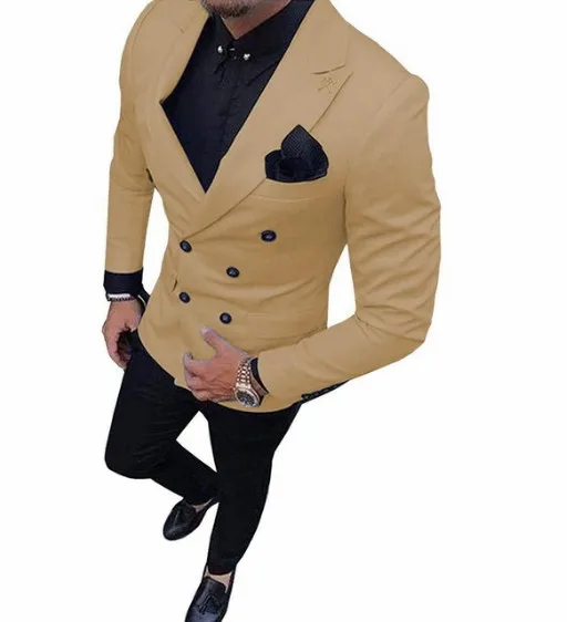 

New Green Men's Suit Double-Breasted 2-Piece Suit Notch Lapel Blazer Jacket Tux & Trousers for Weeding party, Same as picture/custom made