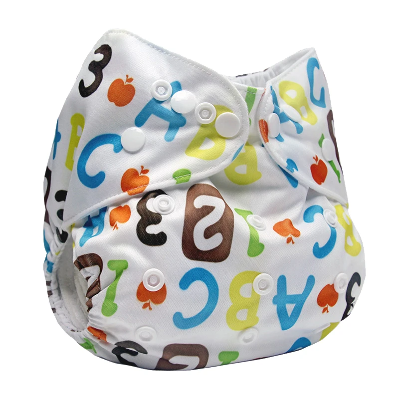 

Customized Ecological Double Gussets All In One Washable Reusable Cotton Baby Cloth Diapers with Insert, Colorful