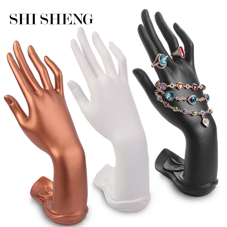 

SHI SHENG 2021 Wholesale Ring Bracelet Jewelry Display Stand Holder Resin Mannequin Hand for Jewelry Storage, Black/white/blue