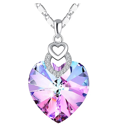 

Hermosa Austria Crystal 3 Heart Pendant Necklace 925 Sterling silver Chain Gift party Wedding Women Jewelry Necklace, 4 colors