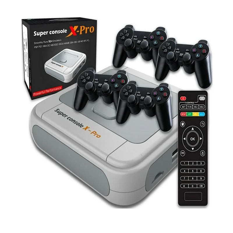 

2021 New Super Console X /X Pro Retro Handheld 50000+ Game Console With Wireless Gamepads Support Dropship Amazon Sale, White+black