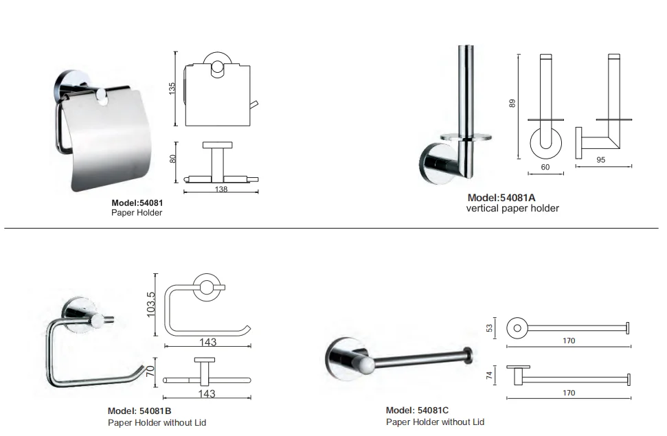 Classic Design Bath Accessories Set Wall Mounted Zinc Alloy Chrome