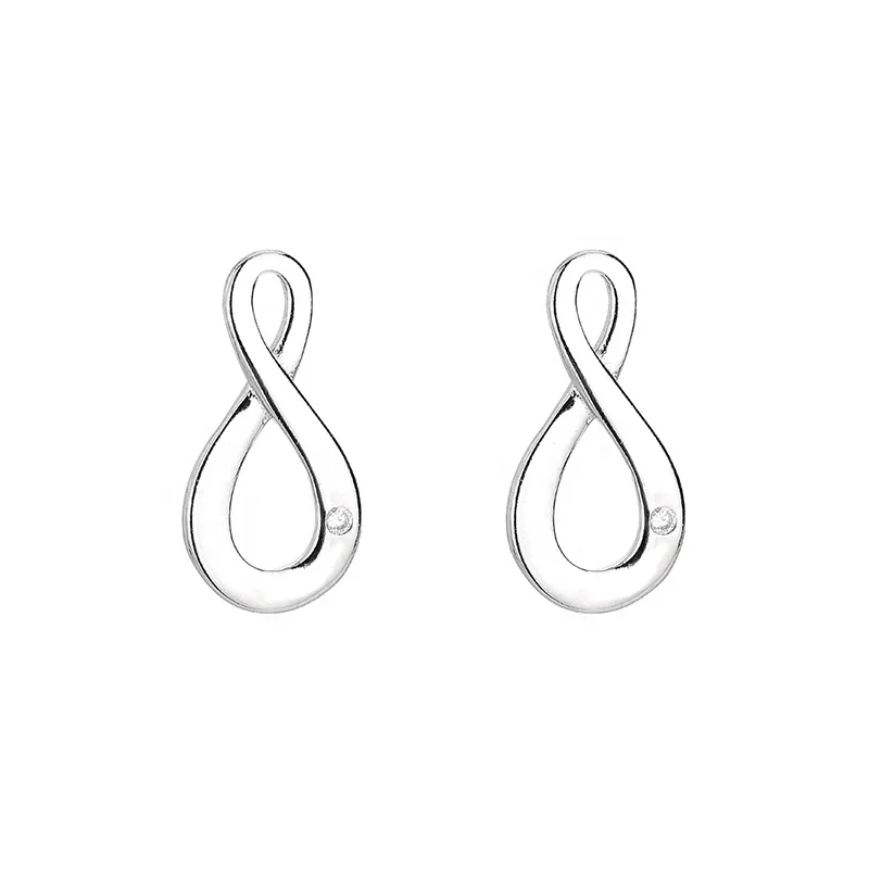 

S925 Sterling Silver 8 Son Infinity Large Earrings Europe And The United States Fashion Simple Couple Earrings Wholesale