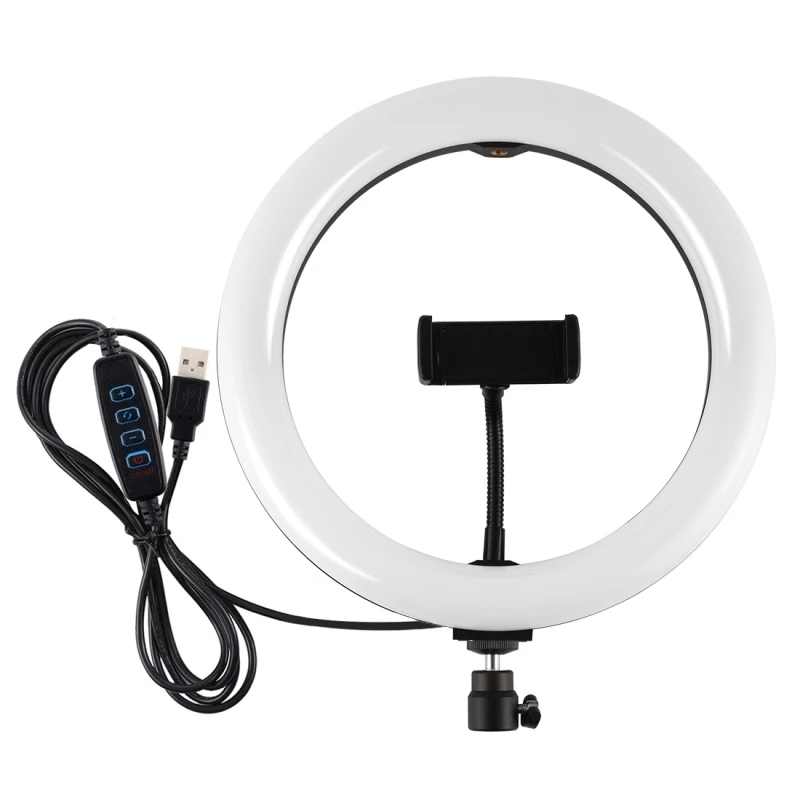 

OEM PULUZ 10.2 inch 26cm USB 3 Modes Dimmable LED Ring Light with Tripod Ball Head & Phone Clamp