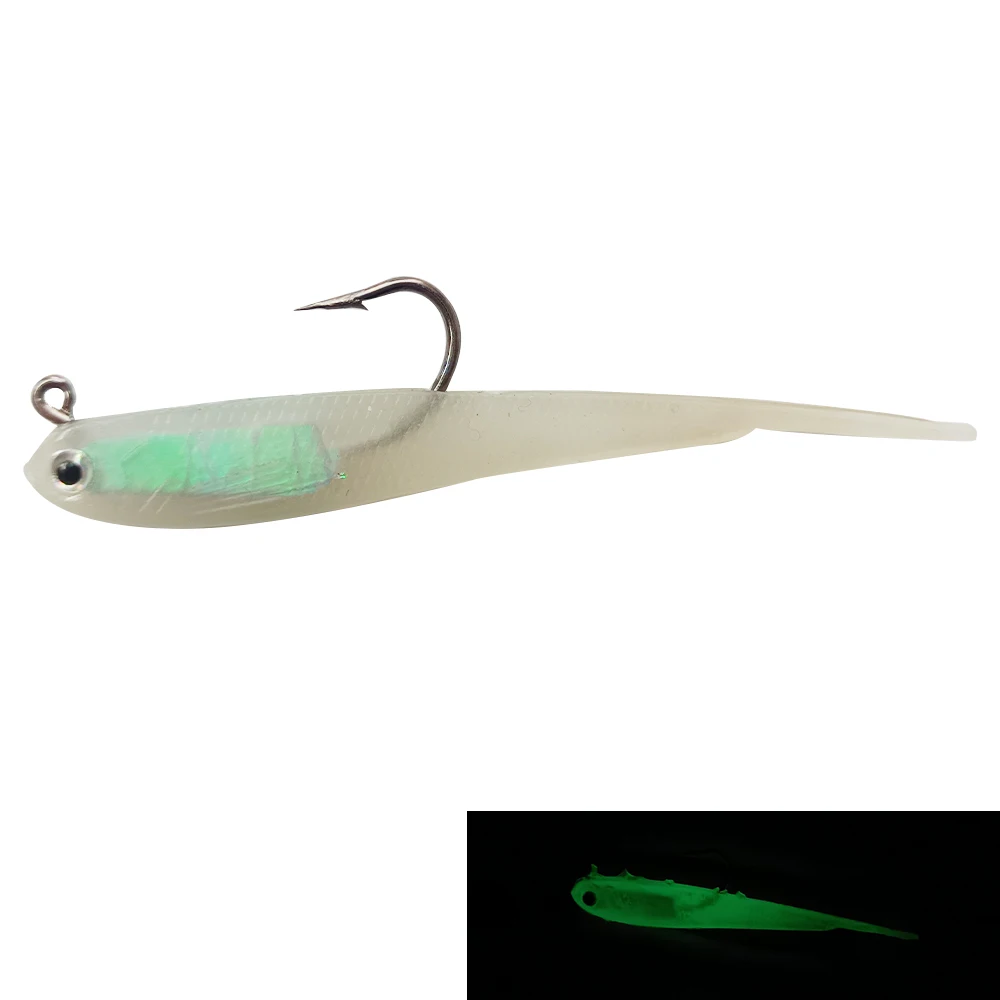 

Leading X Fork Tail Jig Head Soft Plastic PVC Multicolor Glowing Luminous 7.5cm 6g Fishing Lure Bait, 6 colors