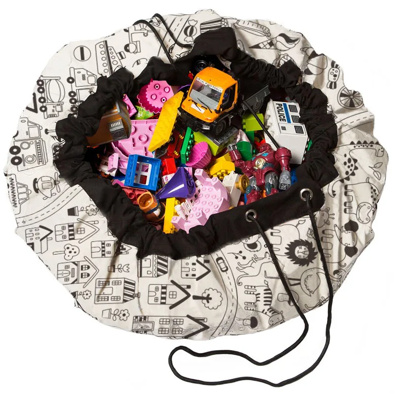 

Portable Kids Toy drawstring storage bag toy organizer bag, White