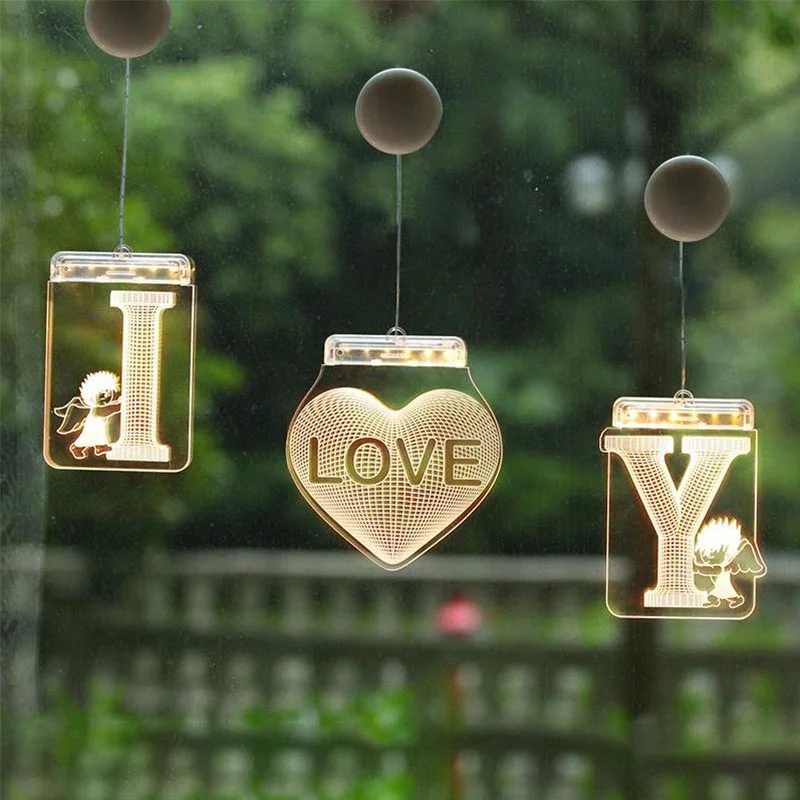 A-Z Letter 3D LED Night Lights Hanging Battery Powered Illusion Lamp for Birthday Party Wedding Holiday Christmas Decoration Gif