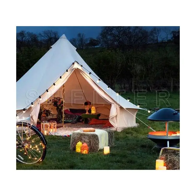 

3M 4M 5M New Design Outdoor Canvas Bell Tent Glamping Waterproof Canvas Bell