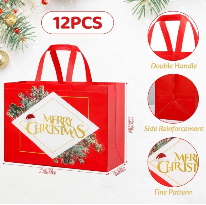 Custom Large Reusable Handle Non-Woven Grocery Tote Shopping Bags Colorful Recyclable Reusable Shopping Bag