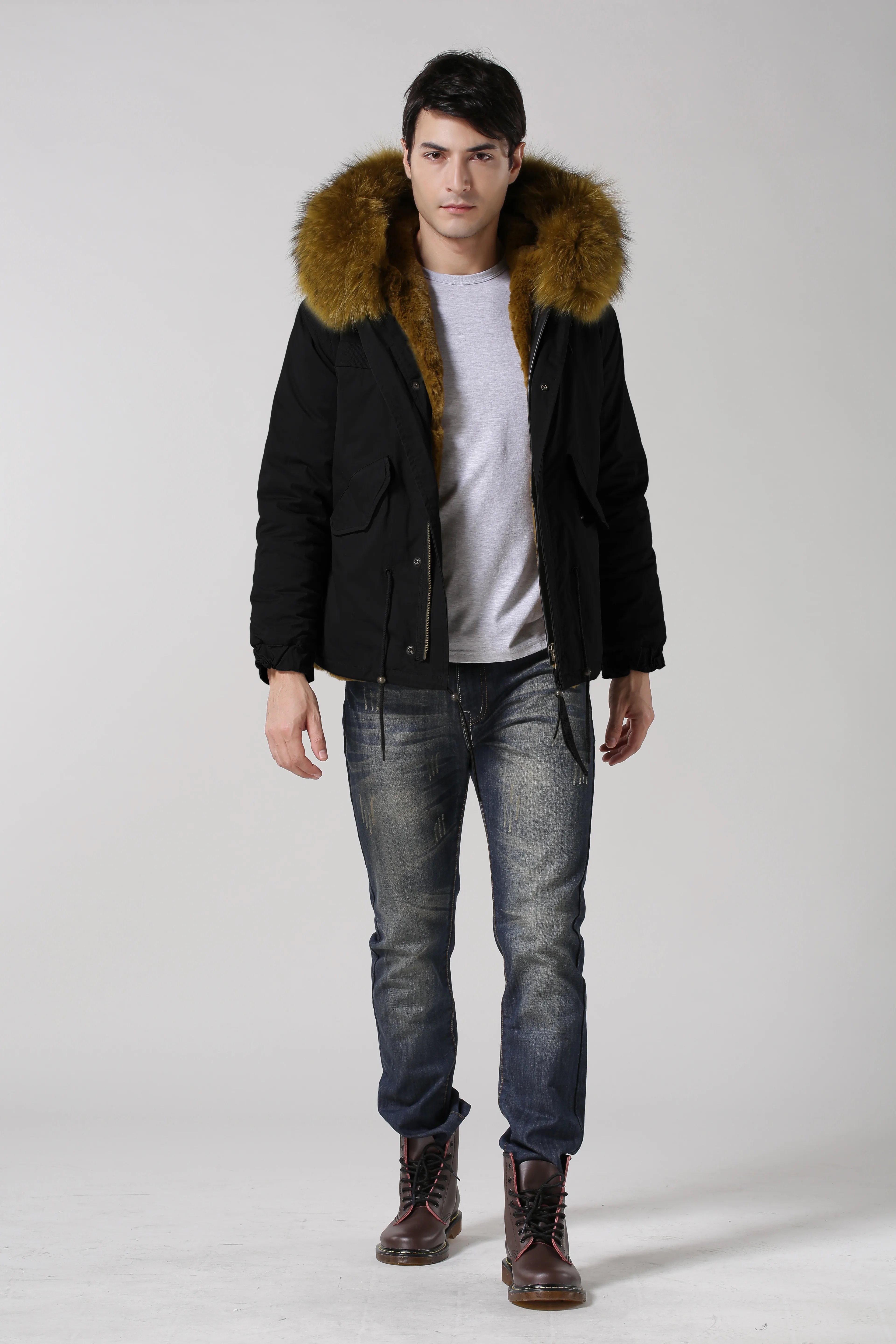 冬季男孩夹克和大衣派克大衣男士毛皮 abrigos invierno chaquetas