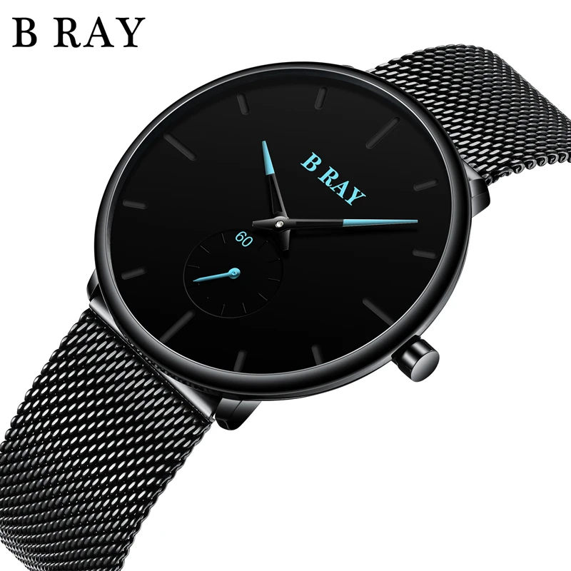 

B RAY 9002 Top Brand New Fashion Sports Mens Watches Luxury Waterproof Simple Ultra-Thin Watch Men Quartz Clock Relogio Masculin