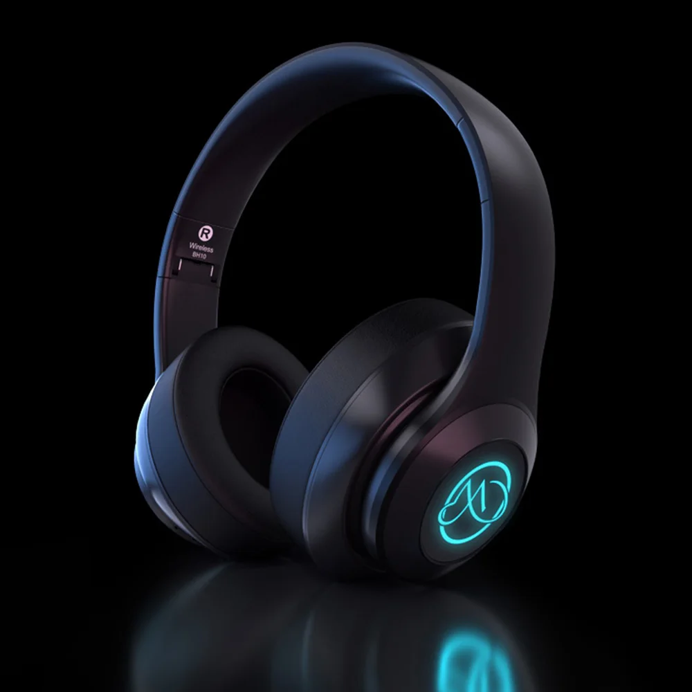

BH10 Wireless OEM logo led light rgb led gaming high quality headphones bluetooth bass sport headset noise cancelling